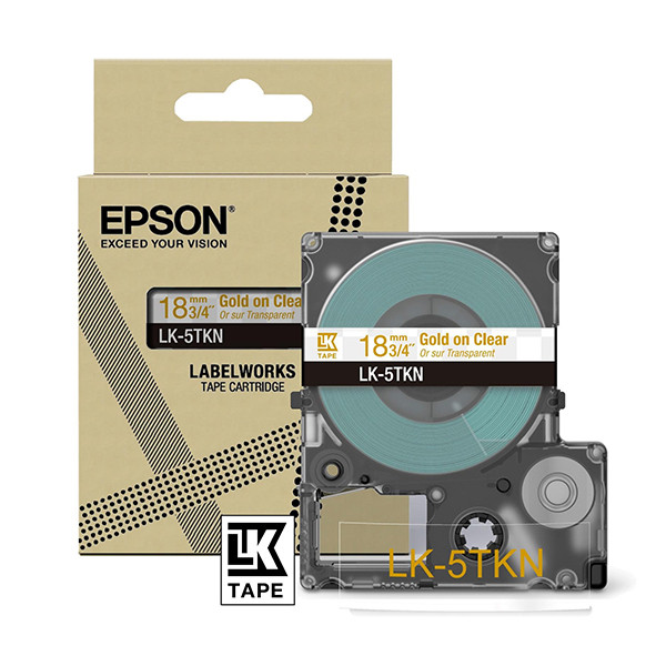 Epson LK-5TKN tape goud op metallic transparant 18 mm (origineel) C53S672097 084448 - 1