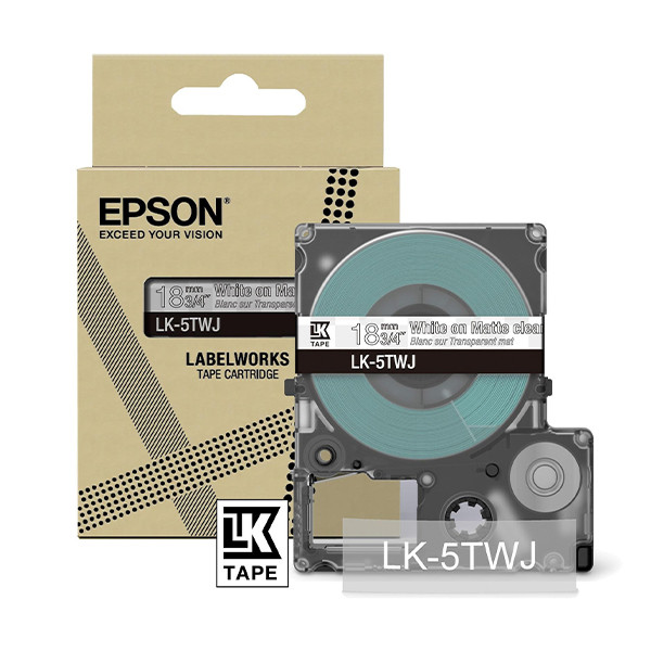 Epson LK-5TWJ matte tape wit op transparant 18 mm (origineel) C53S672069 084396 - 1