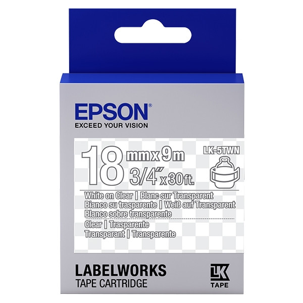 Epson LK-5TWN tape wit op transparant 18 mm (origineel) C53S655009 083234 - 1
