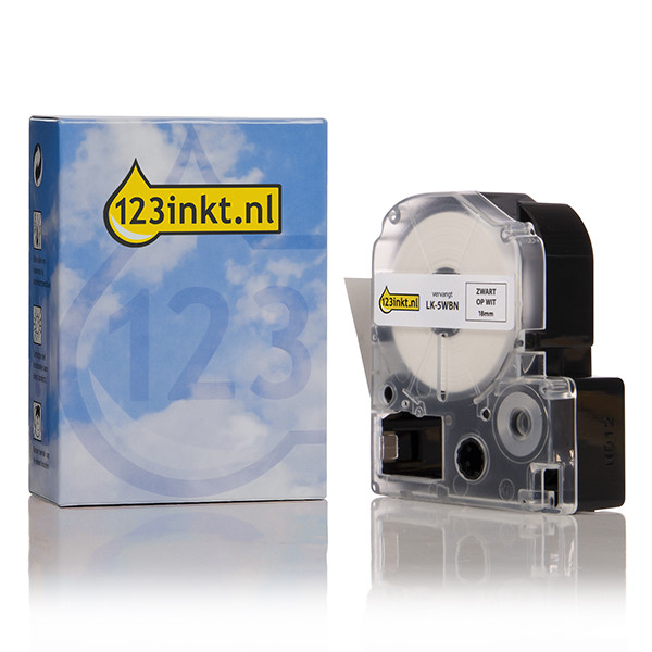 Epson LK-5WBN tape zwart op wit 18 mm (123inkt huismerk) C53S655006C 083153 - 1