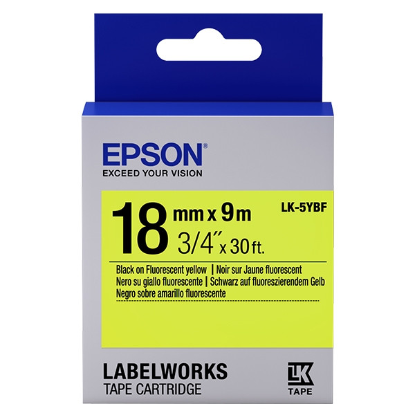 Epson LK-5YBF tape zwart op fluorescerend geel 18 mm (origineel) C53S655004 083248 - 1