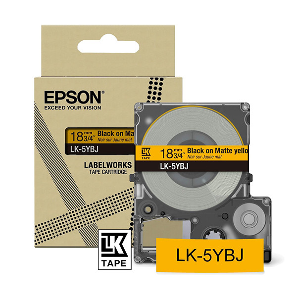 Epson LK-5YBJ matte tape zwart op geel 18 mm (origineel) C53S672075 084406 - 1