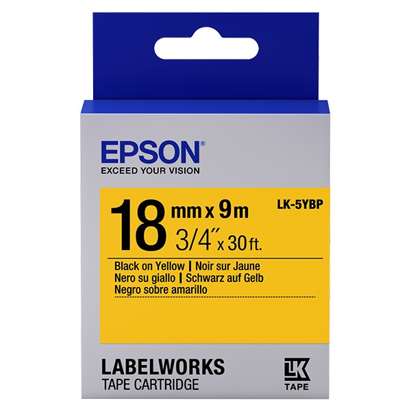 Epson LK-5YBP tape zwart op pastel geel 18 mm (origineel) C53S655003 083238 - 1