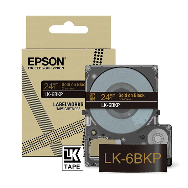 Epson LK-6BKP tape goud op metallic zwart 24 mm (origineel) C53S672096 084446 - 1
