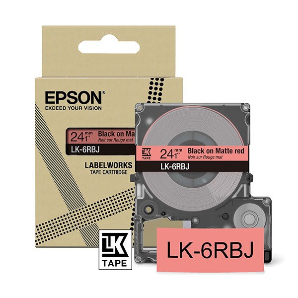Epson LK-6RBJ matte tape zwart op rood 24 mm (origineel) C53S672073 084404 - 1