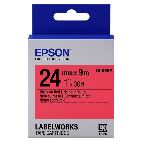 Epson LK-6RBP tape zwart op pastel rood 24 mm (origineel) C53S656004 083264 - 1