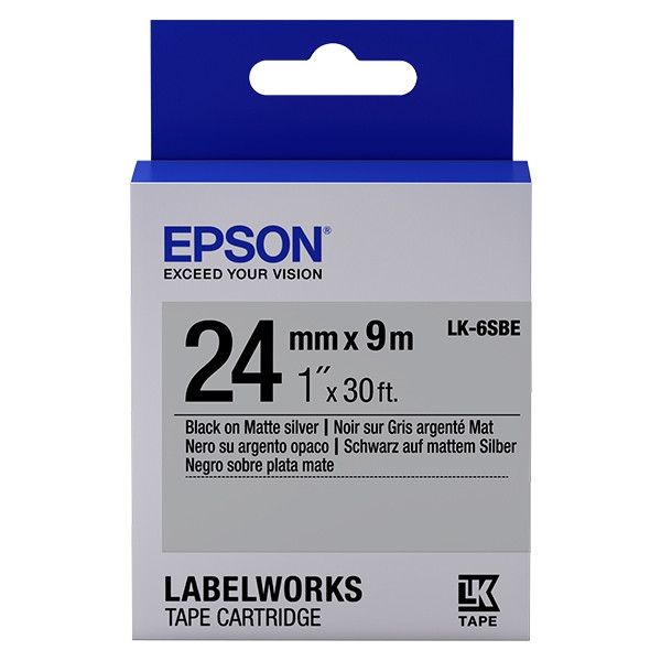Epson LK-6SBE matte tape zwart op zilver 24 mm (origineel) C53S656009 083256 - 1