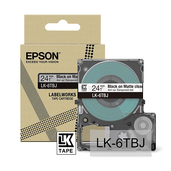 Epson LK-6TBJ matte tape zwart op transparant 24 mm (origineel) C53S672067 084392 - 1