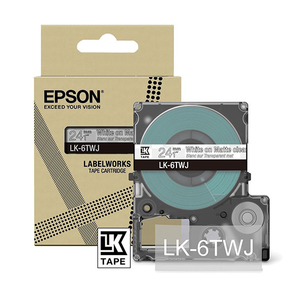 Epson LK-6TWJ matte tape wit op transparant 24 mm (origineel) C53S672070 084398 - 1