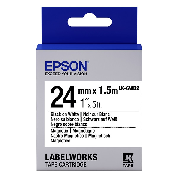 Epson LK-6WB2 magnetische tape zwart op wit 24 mm (origineel) C53S656003 083270 - 1