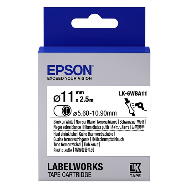 Epson LK-6WBA11 krimpkous zwart op wit 11 mm (origineel) C53S656902 083294 - 1