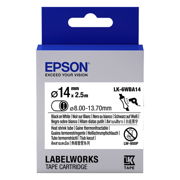 Epson LK-6WBA14 krimpkous zwart op wit 14 mm (origineel) C53S656903 084300 - 1