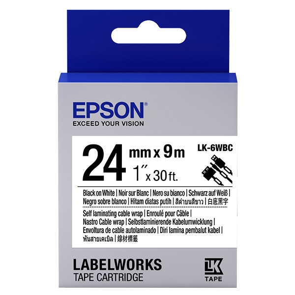 Epson LK-6WBC kabeltape zwart op wit 24 mm (origineel) C53S656901 083260 - 1