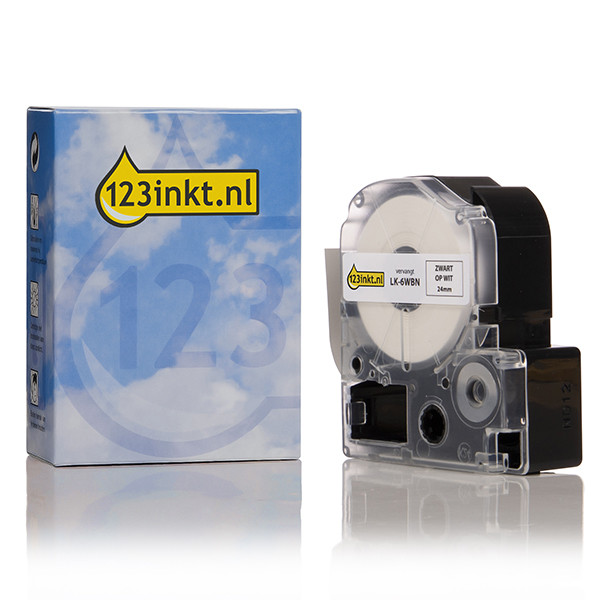 Epson LK-6WBN standard tape zwart op wit 24 mm (123inkt huismerk) C53S656006C 083269 - 1