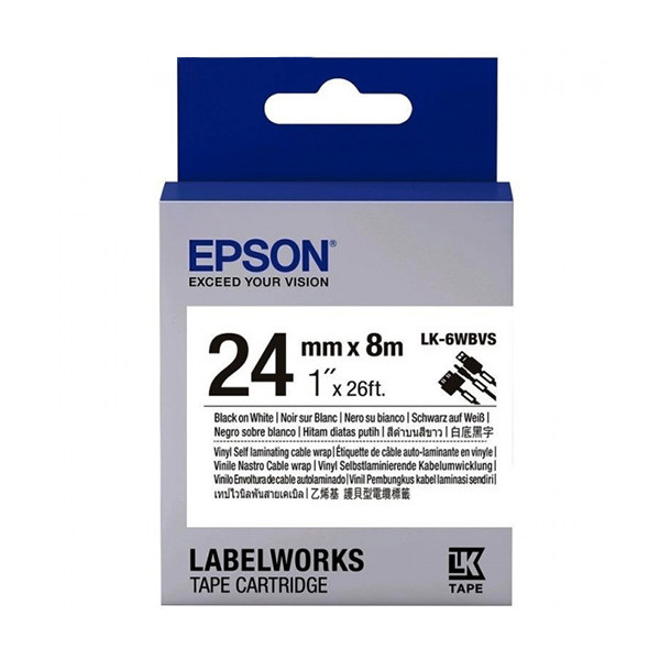 Epson LK-6WBVS kabel tape zwart op wit 24 mm (origineel) C53S656022 084362 - 1