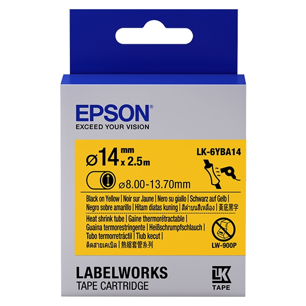 Epson LK-6YBA14 krimpkous zwart op geel 14 mm (origineel) C53S656905 083298 - 1