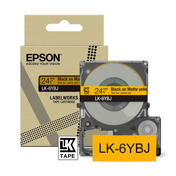 Epson LK-6YBJ matte tape zwart op geel 24 mm (origineel) C53S672076 084408 - 1