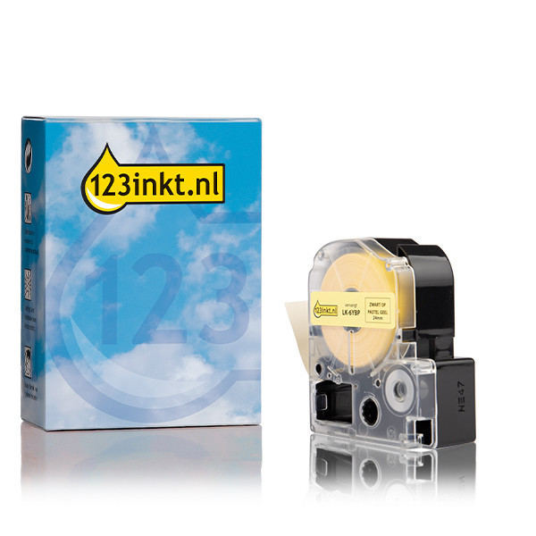 Epson LK-6YBP tape zwart op pastel geel 24 mm (123inkt huismerk) C53S656005C 083267 - 1