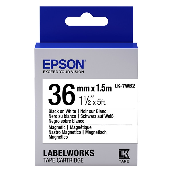 Epson LK-7WB2 magnetische tape zwart op wit 36 mm (origineel) C53S657002 083282 - 1
