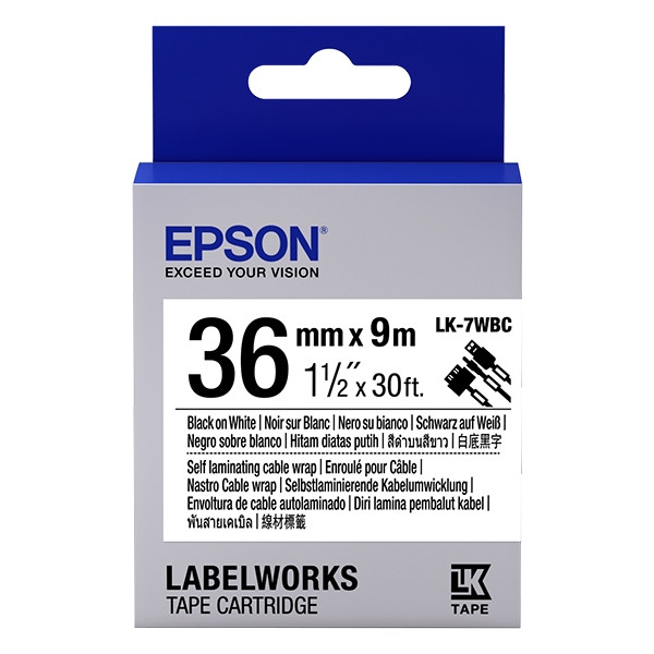 Epson LK-7WBC kabeltape zwart op wit 36 mm (origineel) C53S657902 083272 - 1
