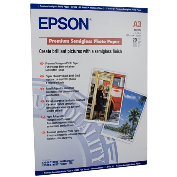 Epson S041334 premium semi-gloss photo paper 251 grams  DIN A3 (20 vel) C13S041334 150380 - 1