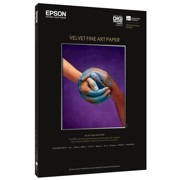 Epson S041637 velvet fine art paper 260 grams A3+ (20 vel) C13S041637 150222 - 1