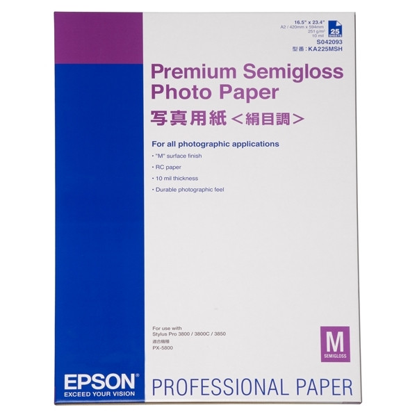 ervaring staan Geen Epson S042093 premium semigloss photo paper 250 grams A2 (25 vel) Epson  123inkt.nl