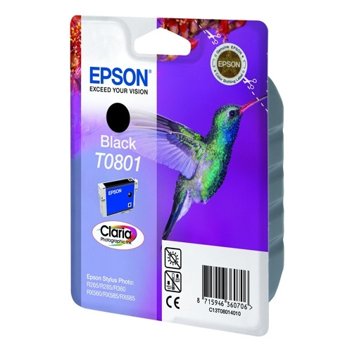 Epson T0801 inktcartridge zwart (origineel) C13T08014011 023070 - 1