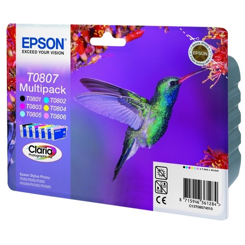 Epson T0807 multipack 6 cartridges (origineel) C13T08074010 C13T08074011 C13T08074021 023100 - 1