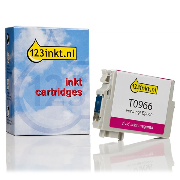 Epson T0966 inktcartridge vivid licht magenta (123inkt huismerk) C13T09664010C 023337 - 1