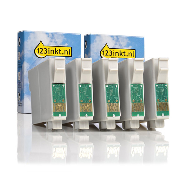 Epson T1295 multipack 2x zwart + 3 kleuren hoge capaciteit (123inkt huismerk)  160851 - 1
