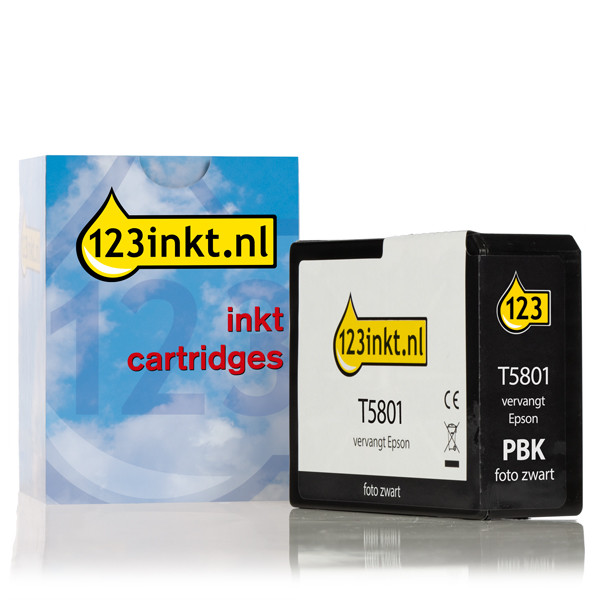 Epson T5801 inktcartridge foto zwart (123inkt huismerk) C13T580100C 025901 - 1