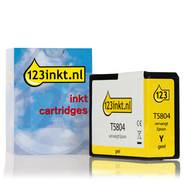 Epson T5804 inktcartridge geel (123inkt huismerk) C13T580400C 025916 - 1
