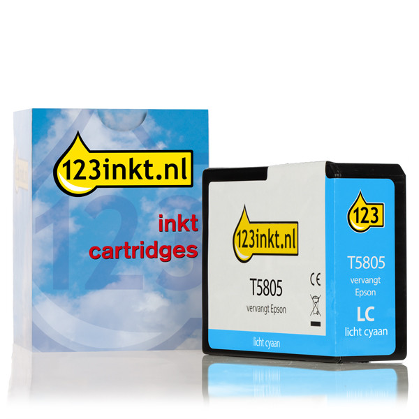 Epson T5805 inktcartridge licht cyaan (123inkt huismerk) C13T580500C 025921 - 1