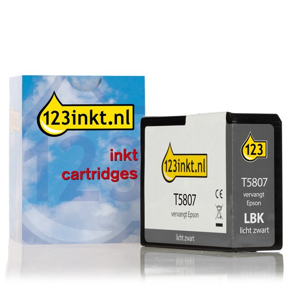 Epson T5807 inktcartridge licht zwart (123inkt huismerk) C13T580700C 025931 - 1