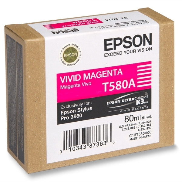 Epson T580A inktcartridge vivid magenta (origineel) C13T580A00 025912 - 1