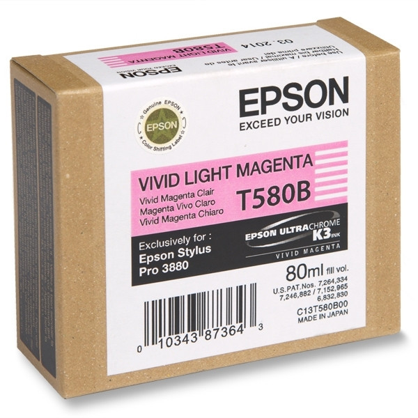 Epson T580B inktcartridge vivid licht magenta (origineel) C13T580B00 025927 - 1