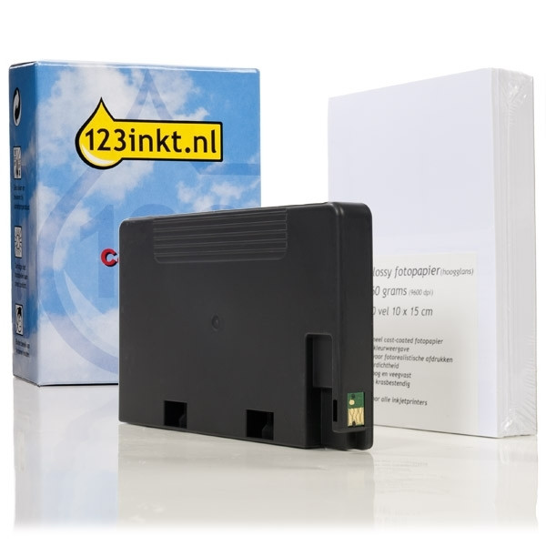 Epson T5846 PicturePack cartridge + 100 vel fotopapier (123inkt huismerk) C13T584640C 026185 - 1