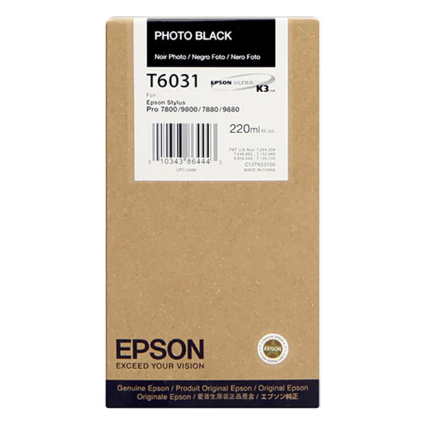 Epson T6031 inktcartridge foto zwart hoge capaciteit (origineel) C13T603100 026034 - 1