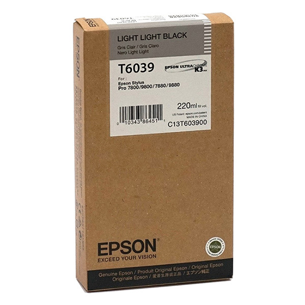 Epson T6039 inktcartridge licht licht zwart hoge capaciteit (origineel) C13T603900 026048 - 1