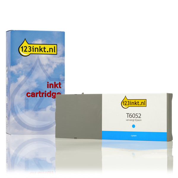 Epson T6052 inktcartridge cyaan standaard capaciteit (123inkt huismerk) C13T605200C 026053 - 1