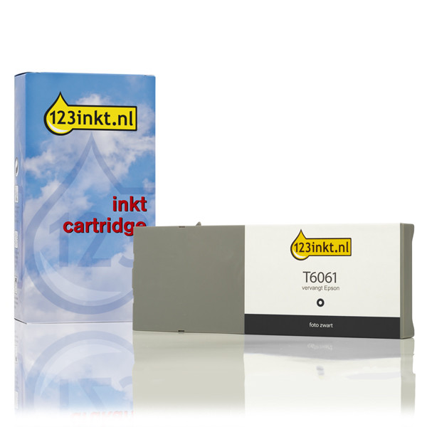 Epson T6061 inktcartridge foto zwart hoge capaciteit (123inkt huismerk) C13T606100C 026067 - 1