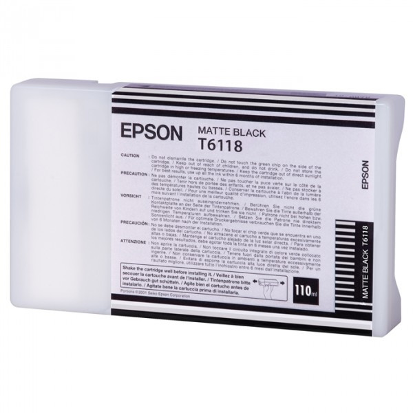 Epson T6118 inktcartridge mat zwart standaard capaciteit (origineel) C13T611800 905520 - 1