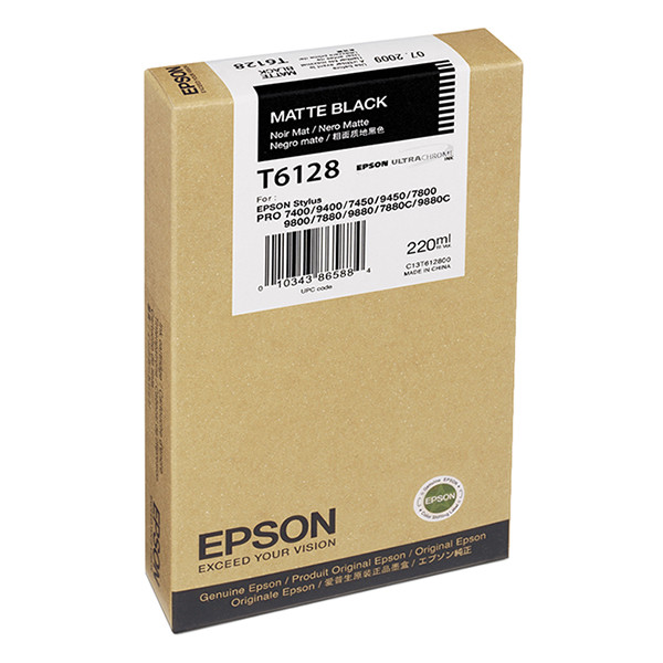 Epson T6128 inktcartridge mat zwart hoge capaciteit (origineel) C13T612800 026096 - 1