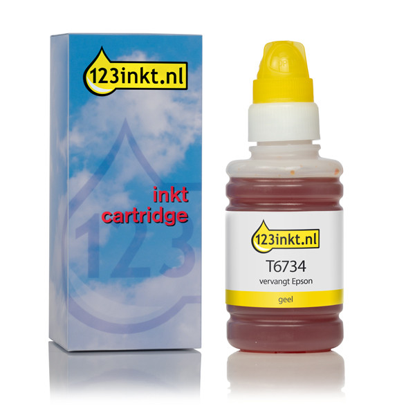 Epson T6734 inkttank geel (123inkt huismerk) C13T67344AC 026823 - 1
