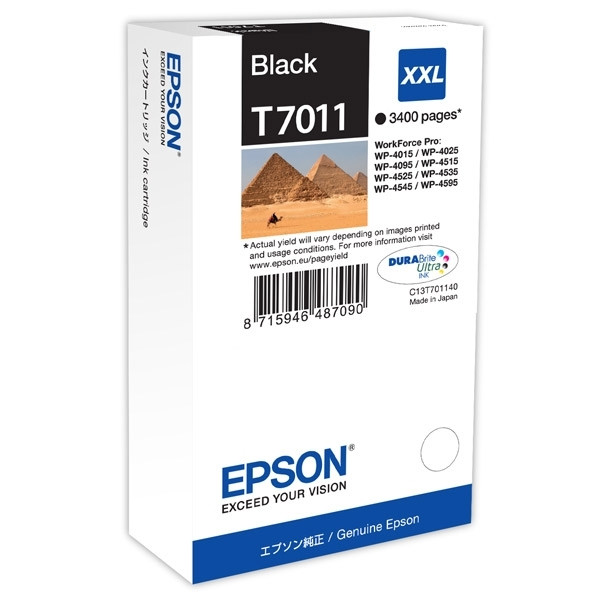 Epson T7011 inktcartridge zwart extra hoge capaciteit (origineel) C13T70114010 026400 - 1
