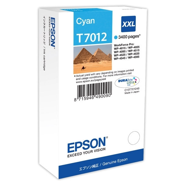 Epson T7012 inktcartridge cyaan extra hoge capaciteit (origineel) C13T70124010 903202 - 1