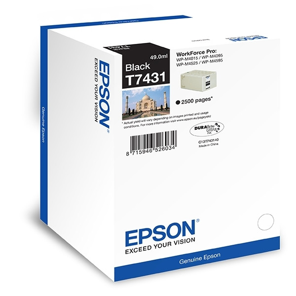 Epson T7431 inktcartridge zwart (origineel) C13T74314010 026608 - 1