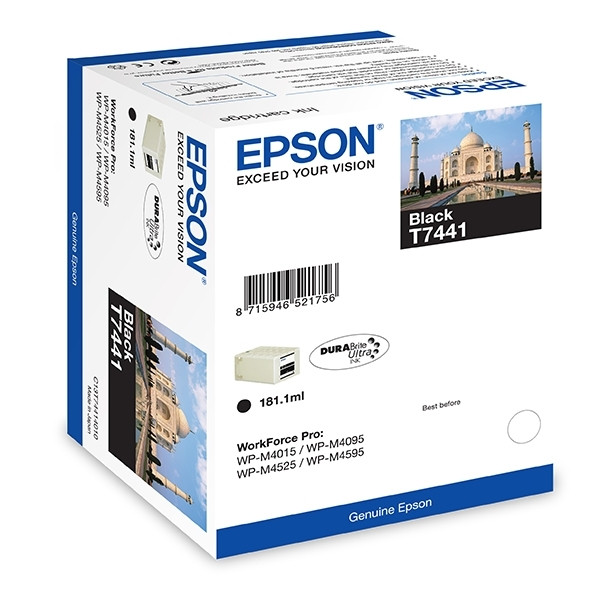 Epson T7441 inktcartridge zwart hoge capaciteit (origineel) C13T74414010 026610 - 1