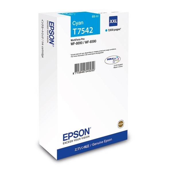 Epson T7542 inktcartridge cyaan extra hoge capaciteit (origineel) C13T754240 904556 - 1